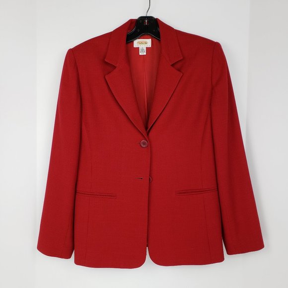 Classic 2-Button Red Lined Blazer Like New 4 Petite - Picture 1 of 11